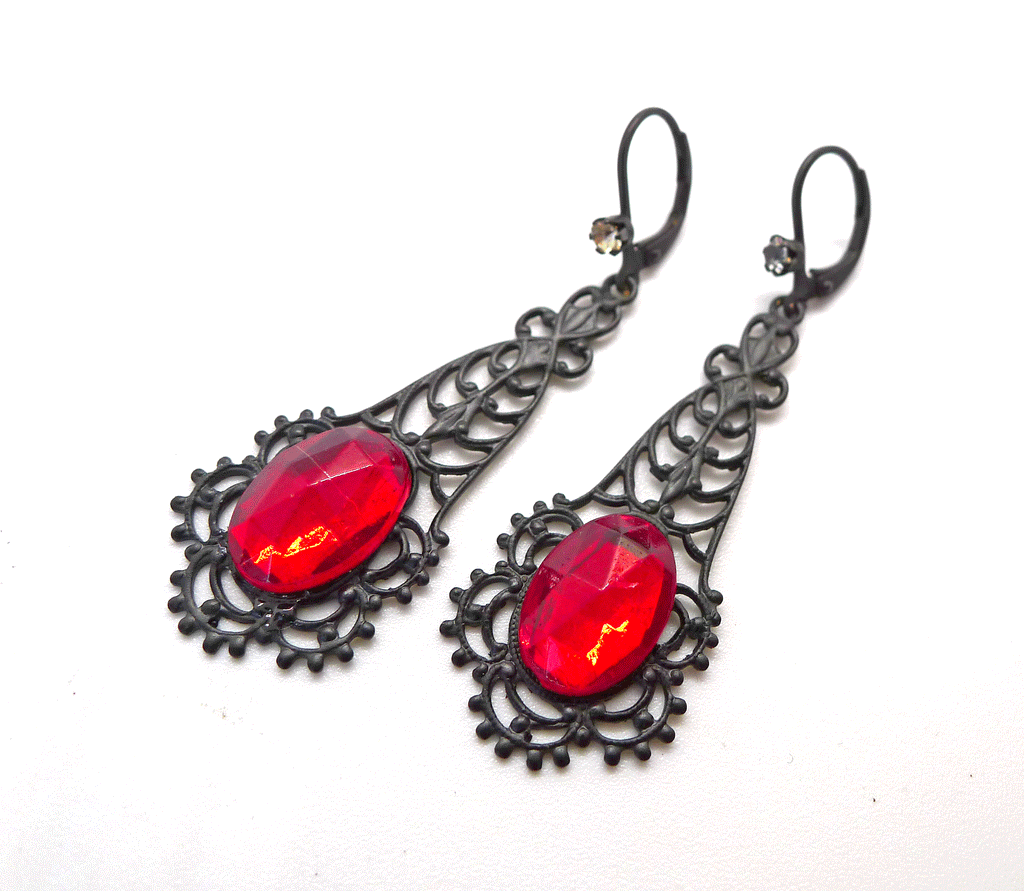 Black and Ruby Dangles